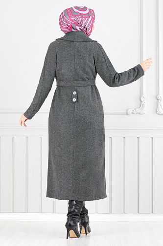 moda selvim Coat 5966OZ1080-M Smoked - Thumbnail