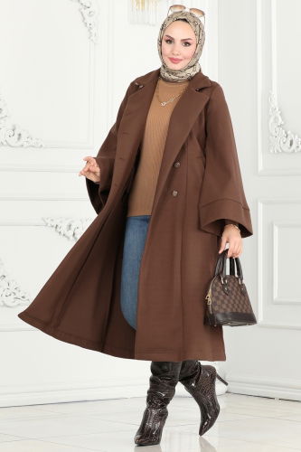 moda selvim Coat 6111BSK463 Brown - Thumbnail