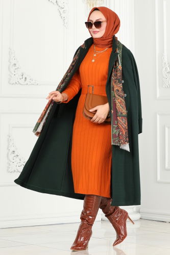 moda selvim Coat 6111BSK463 Emerald - Thumbnail