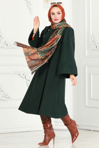 moda selvim Coat 6111BSK463 Emerald - Thumbnail