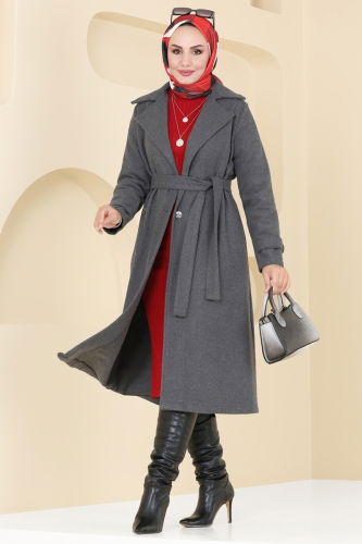 moda selvim Coat 6121BSK463 Anthracite - Thumbnail