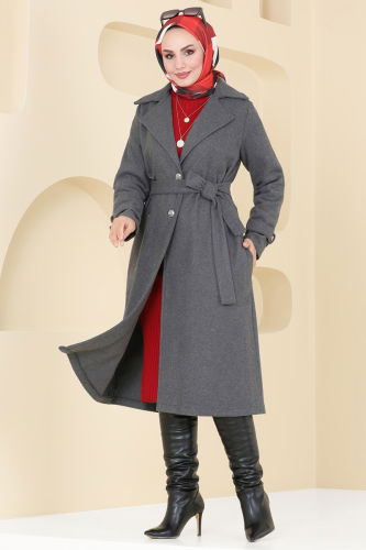 moda selvim Coat 6121BSK463 Anthracite - Thumbnail