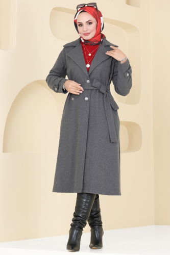 moda selvim Coat 6121BSK463 Anthracite - Thumbnail