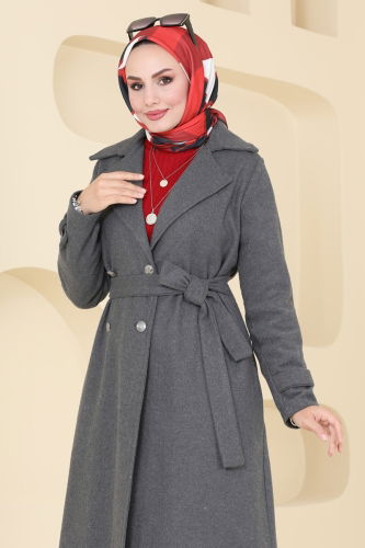 moda selvim Coat 6121BSK463 Anthracite - Thumbnail