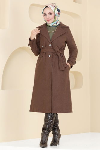 moda selvim Coat 6121BSK463 Brown - Thumbnail