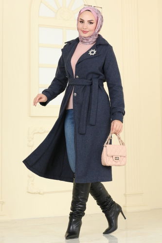 moda selvim Coat 6121BSK463 Navy Blue - Thumbnail