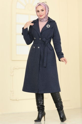 moda selvim Coat 6121BSK463 Navy Blue - Thumbnail