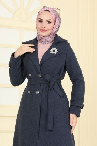 moda selvim Coat 6121BSK463 Navy Blue - Thumbnail