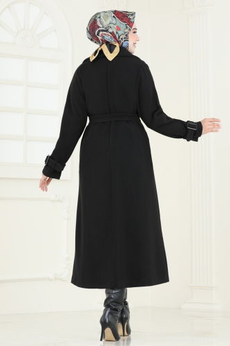 moda selvim Coat 6125BSK463 Black - Thumbnail