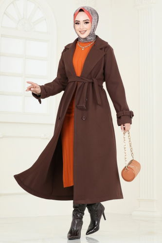 moda selvim Coat 6125BSK463 Brown - Thumbnail