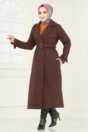 moda selvim Coat 6125BSK463 Brown - Thumbnail