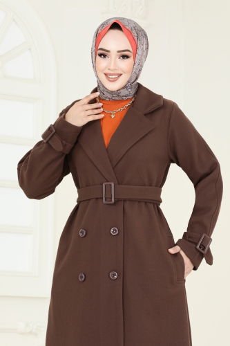 moda selvim Coat 6125BSK463 Brown - Thumbnail