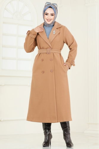 moda selvim Coat 6125BSK463 Latte - Thumbnail