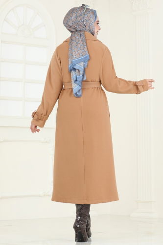 moda selvim Coat 6125BSK463 Latte - Thumbnail