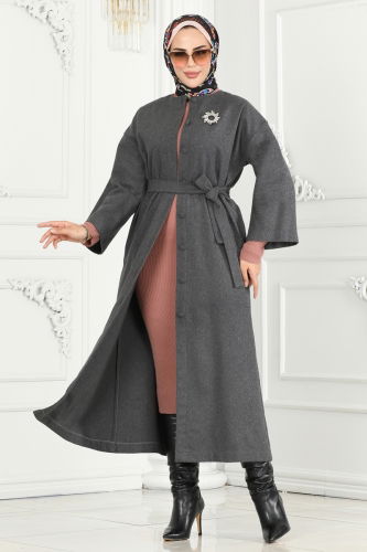 moda selvim Coat 6130BSK463 Anthracite - Thumbnail