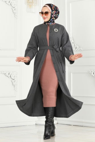 moda selvim Coat 6130BSK463 Anthracite - Thumbnail