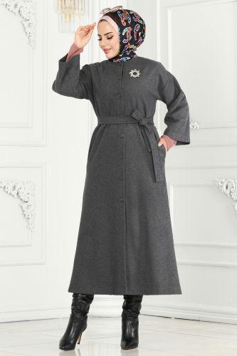 moda selvim Coat 6130BSK463 Anthracite - Thumbnail