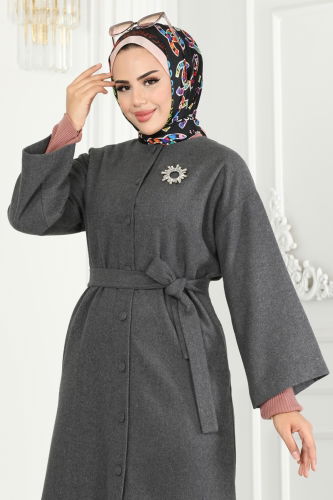 moda selvim Coat 6130BSK463 Anthracite - Thumbnail