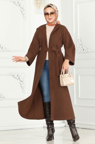 moda selvim Coat 6130BSK463 Brown - Thumbnail