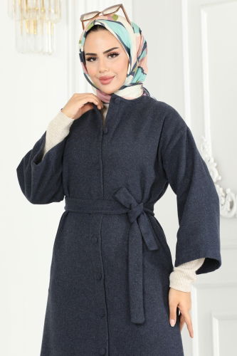 moda selvim Coat 6130BSK463 Navy Blue - Thumbnail