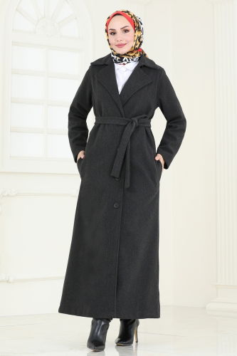 moda selvim Coat 6143BSK463 Anthracite - Thumbnail