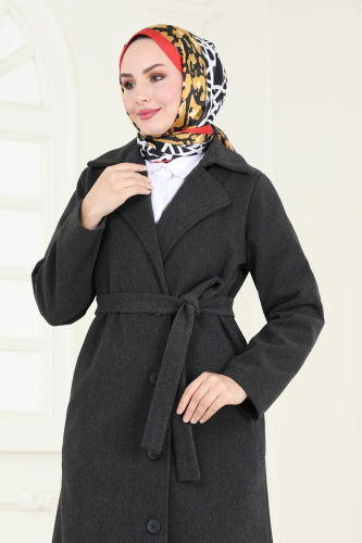 moda selvim Coat 6143BSK463 Anthracite - Thumbnail