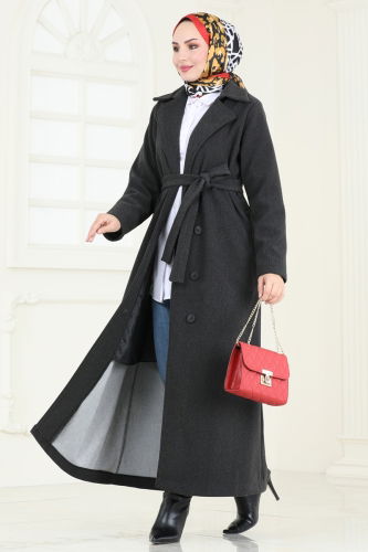 moda selvim Coat 6143BSK463 Anthracite - Thumbnail