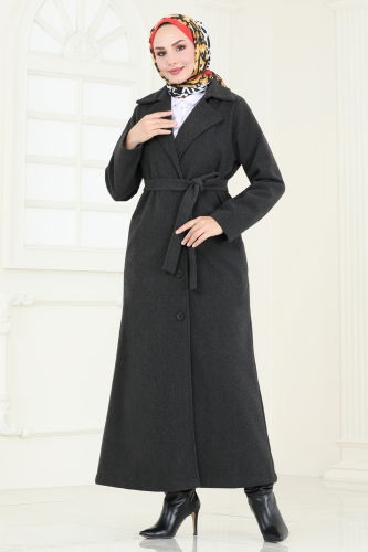 moda selvim Coat 6143BSK463 Anthracite - Thumbnail