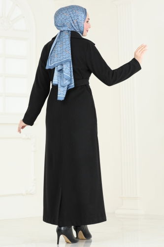 moda selvim Coat 6143BSK463 Black - Thumbnail