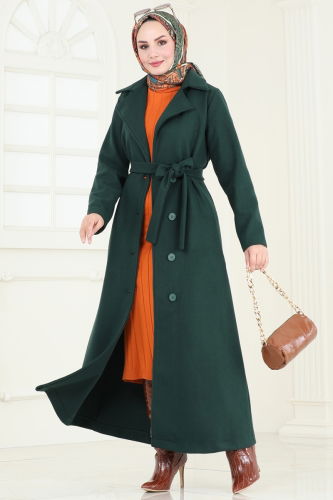 moda selvim Coat 6143BSK463 Emerald - Thumbnail