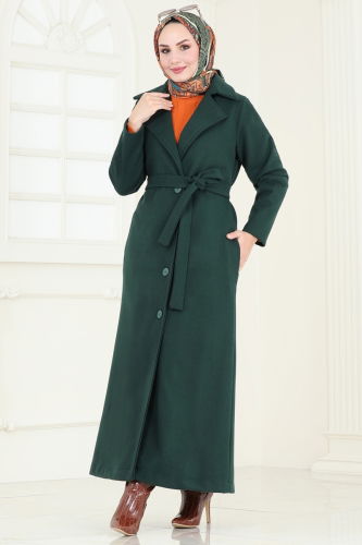 moda selvim Coat 6143BSK463 Emerald - Thumbnail