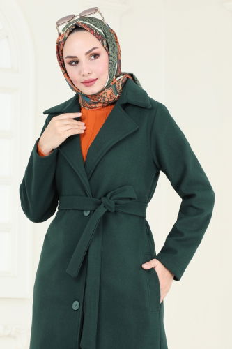 moda selvim Coat 6143BSK463 Emerald - Thumbnail