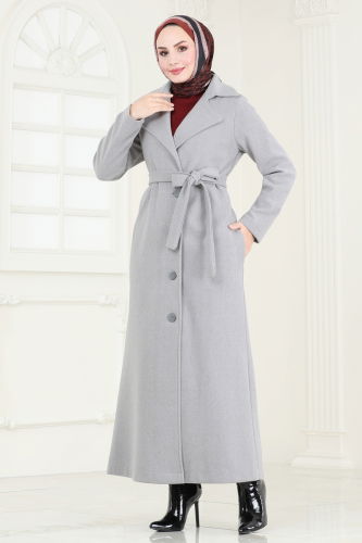 moda selvim Coat 6143BSK463 Gray - Thumbnail