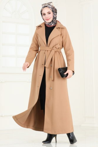 moda selvim Coat 6143BSK463 Latte - Thumbnail