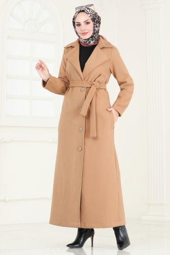 moda selvim Coat 6143BSK463 Latte - Thumbnail