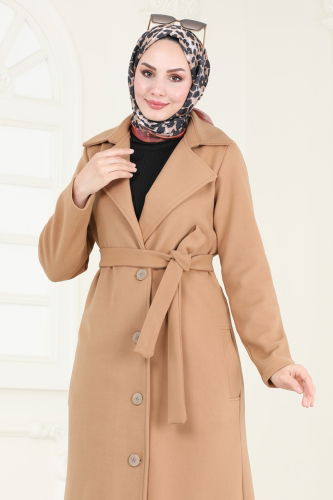 moda selvim Coat 6143BSK463 Latte - Thumbnail