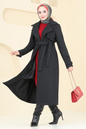 moda selvim Coat 6144BSK463 Anthracite - Thumbnail