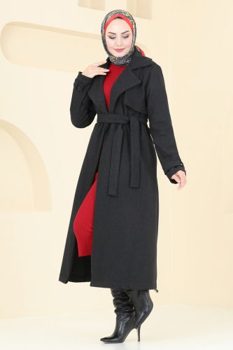 moda selvim Coat 6144BSK463 Anthracite - Thumbnail