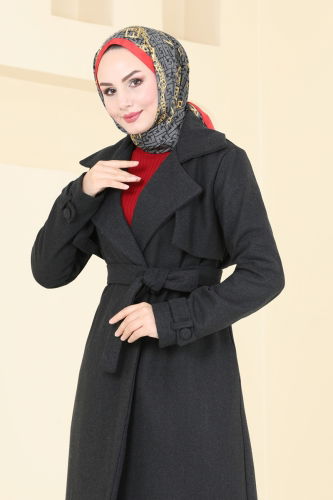 moda selvim Coat 6144BSK463 Anthracite - Thumbnail