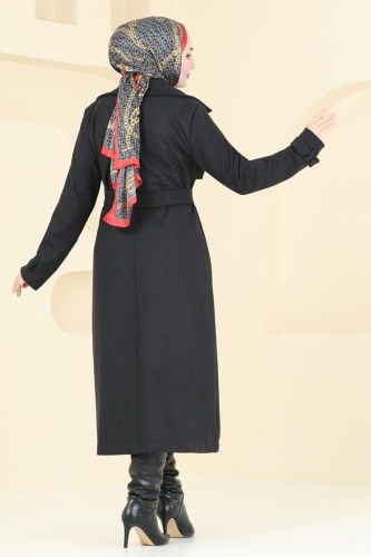 moda selvim Coat 6144BSK463 Anthracite - Thumbnail