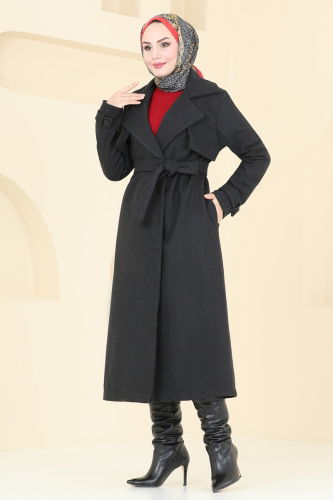 moda selvim Coat 6144BSK463 Anthracite - Thumbnail