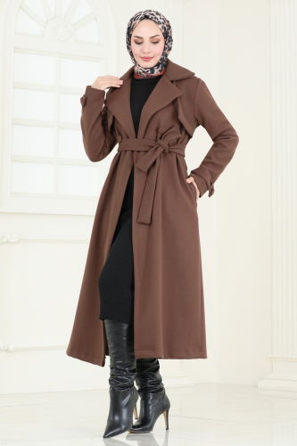 moda selvim Coat 6144BSK463 Brown - Thumbnail