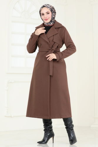 moda selvim Coat 6144BSK463 Brown - Thumbnail