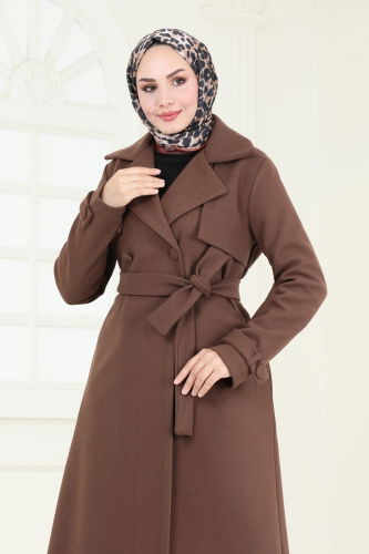 moda selvim Coat 6144BSK463 Brown - Thumbnail