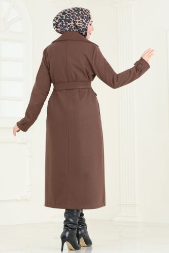 moda selvim Coat 6144BSK463 Brown - Thumbnail