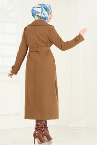 moda selvim Coat 6144BSK463 Tan - Thumbnail