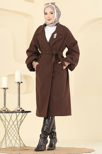 moda selvim Coat 6163BSK463 Brown - Thumbnail