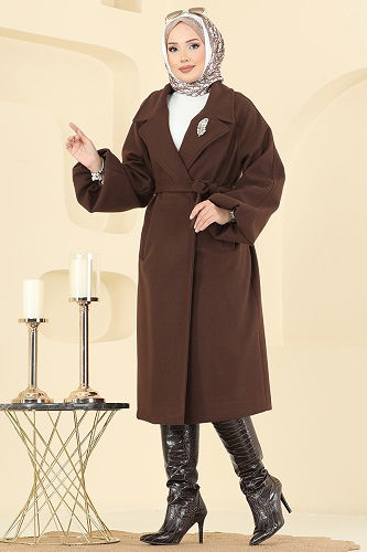 moda selvim Coat 6163BSK463 Brown - Thumbnail