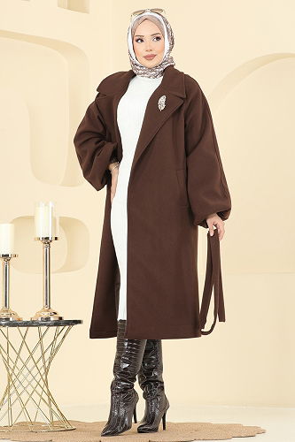 moda selvim Coat 6163BSK463 Brown - Thumbnail