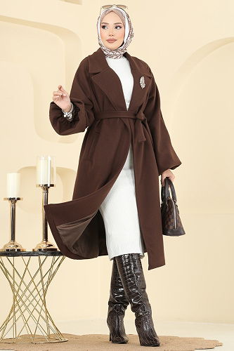 moda selvim معطف بني 6163BSK463 - Thumbnail